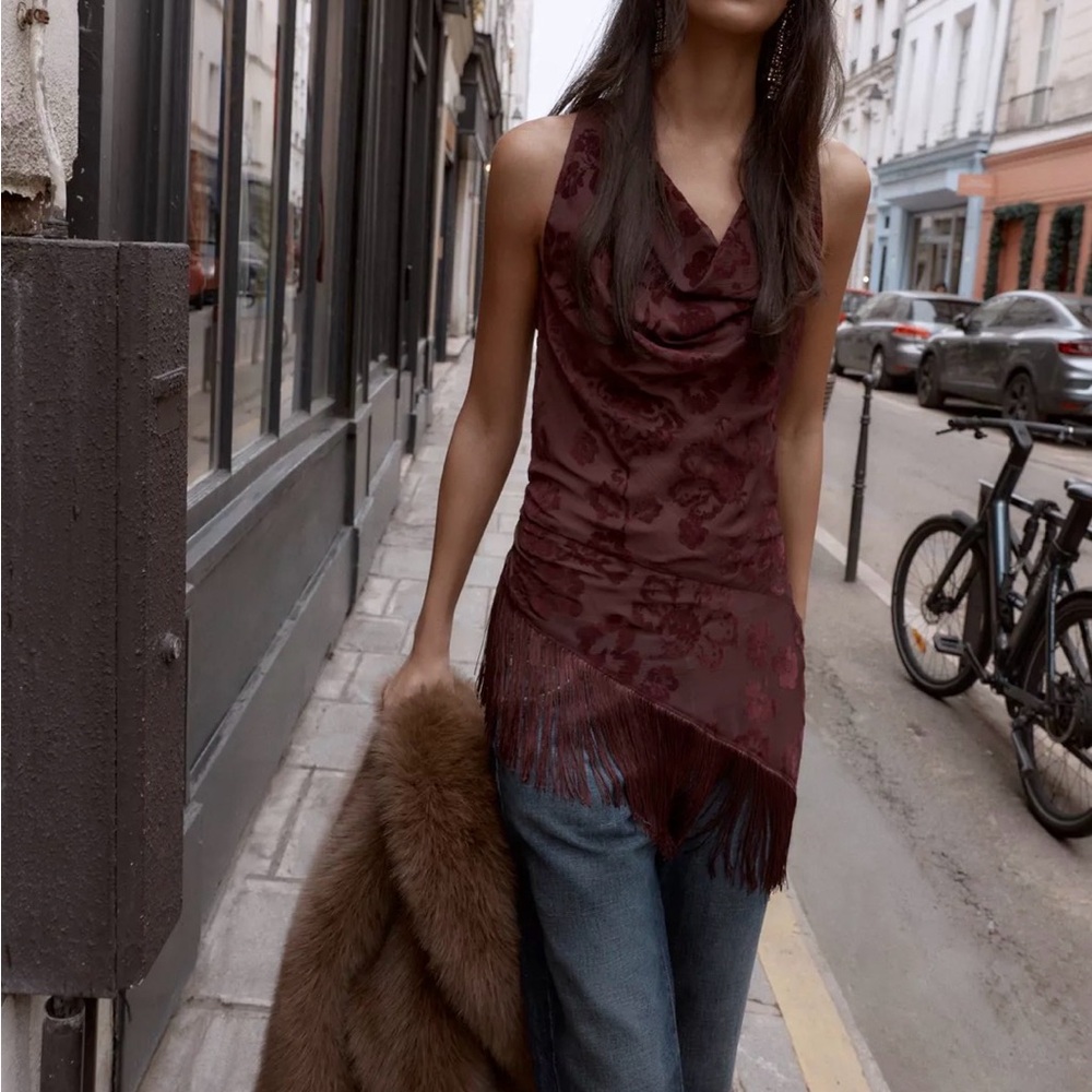 Zara Burgundy Asymmetrical Shirt